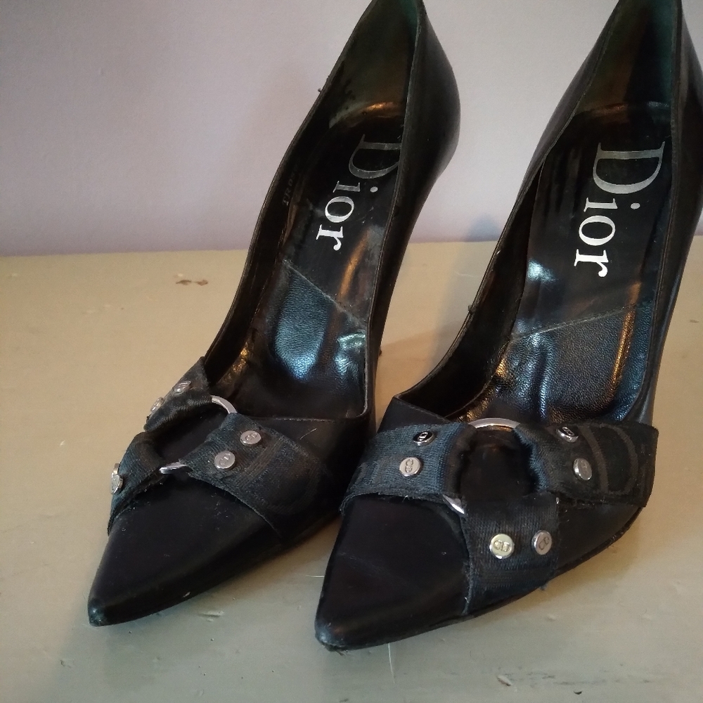 Dior black harness high heel shoes